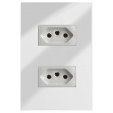 Conjunto Tomada Dupla 20a 4x2 - RECTA Espelhada Gloss (Módulo Prata)